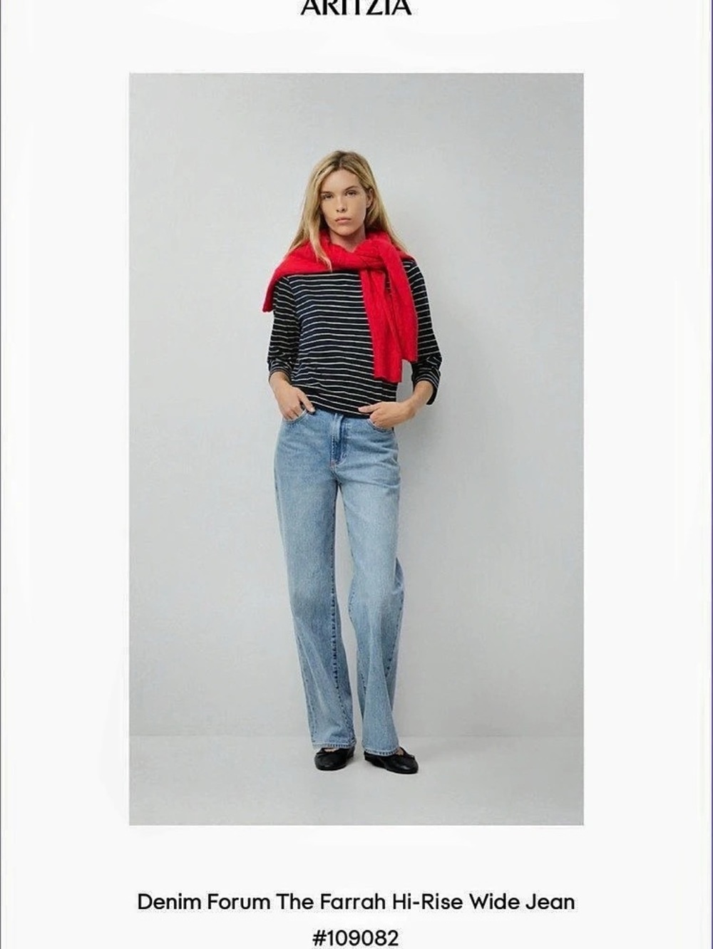 Denim Forum The Farrah Hi-Rise Wide Jean Wide Leg Jeans Size 27 Like New